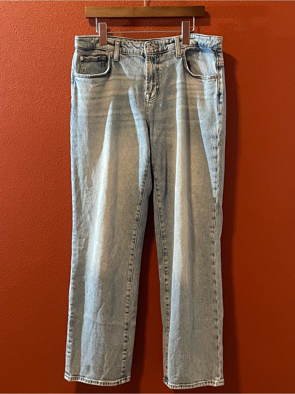 7 For All‎ Mankind Women’s Calie Straight Ode To Leg Blue Wash Cotton Jeans